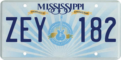 MS license plate ZEY182