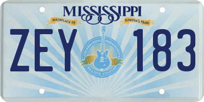 MS license plate ZEY183