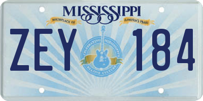 MS license plate ZEY184