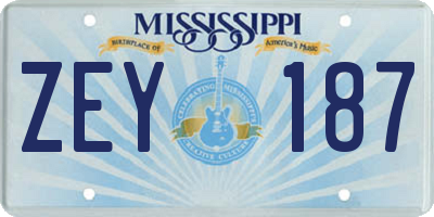 MS license plate ZEY187