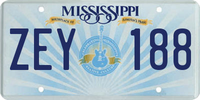 MS license plate ZEY188