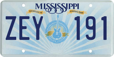 MS license plate ZEY191