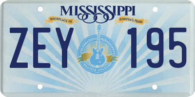 MS license plate ZEY195