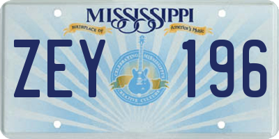 MS license plate ZEY196