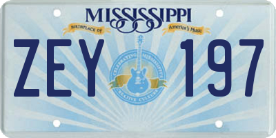 MS license plate ZEY197