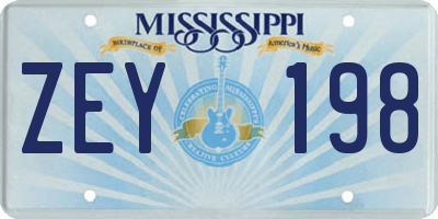 MS license plate ZEY198