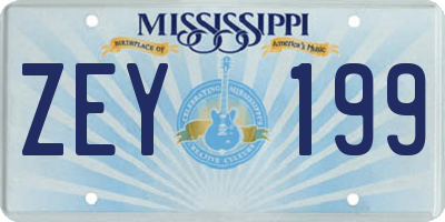 MS license plate ZEY199