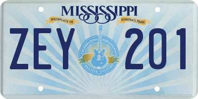 MS license plate ZEY201