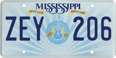 MS license plate ZEY206