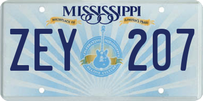 MS license plate ZEY207