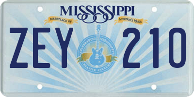 MS license plate ZEY210