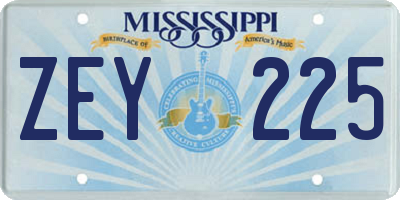 MS license plate ZEY225