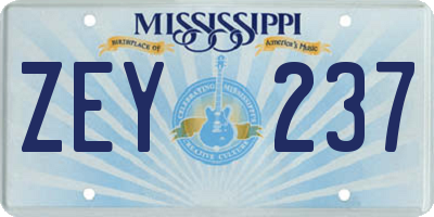 MS license plate ZEY237
