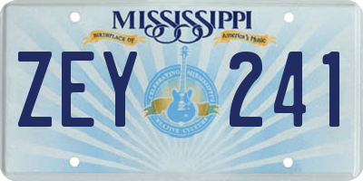 MS license plate ZEY241