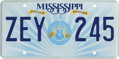 MS license plate ZEY245