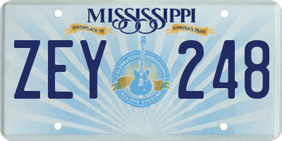 MS license plate ZEY248