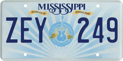 MS license plate ZEY249