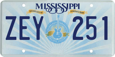 MS license plate ZEY251