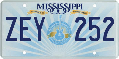 MS license plate ZEY252