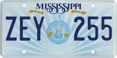 MS license plate ZEY255