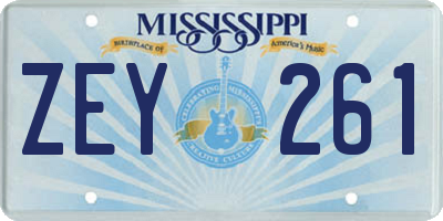 MS license plate ZEY261