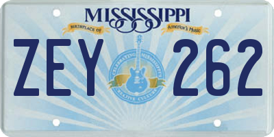 MS license plate ZEY262