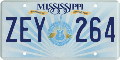 MS license plate ZEY264