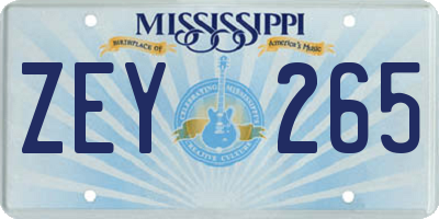 MS license plate ZEY265