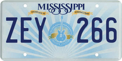 MS license plate ZEY266