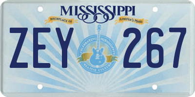 MS license plate ZEY267