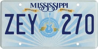 MS license plate ZEY270