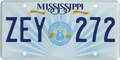 MS license plate ZEY272