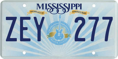 MS license plate ZEY277