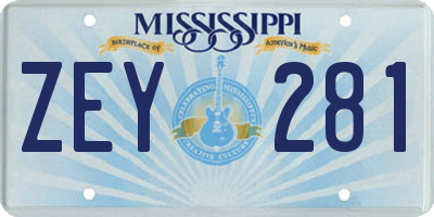MS license plate ZEY281