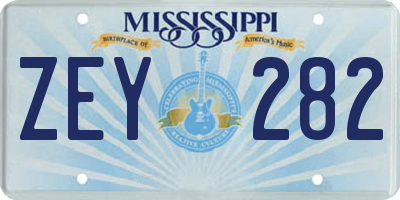 MS license plate ZEY282