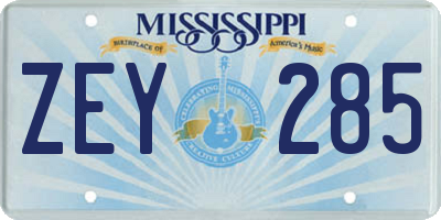 MS license plate ZEY285