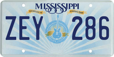 MS license plate ZEY286
