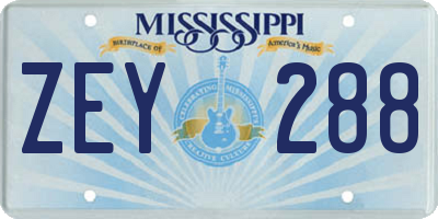 MS license plate ZEY288