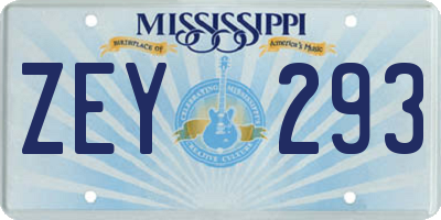 MS license plate ZEY293