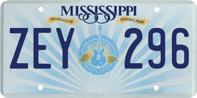 MS license plate ZEY296
