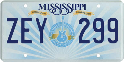MS license plate ZEY299
