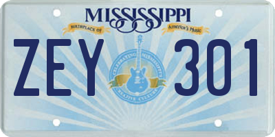 MS license plate ZEY301