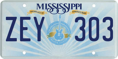 MS license plate ZEY303