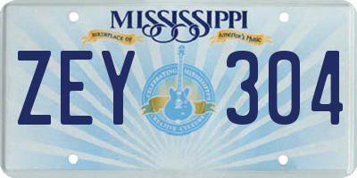 MS license plate ZEY304