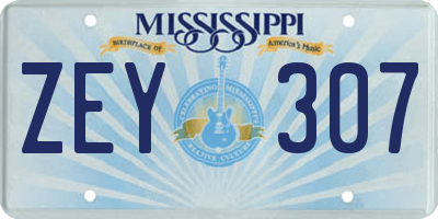 MS license plate ZEY307