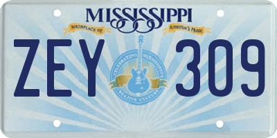 MS license plate ZEY309