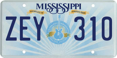 MS license plate ZEY310