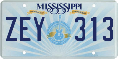 MS license plate ZEY313