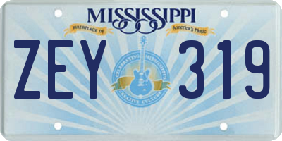 MS license plate ZEY319