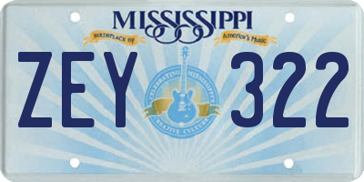 MS license plate ZEY322
